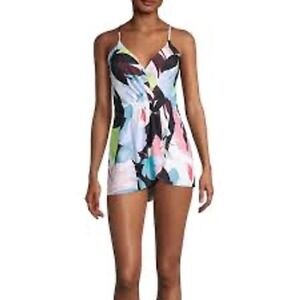 Sonnet Shores Multicolored Leaf Swim Dress One Piece Swimsuit, Size 16